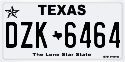 TX license plate DZK6464