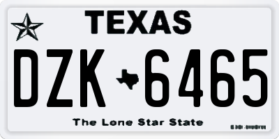 TX license plate DZK6465