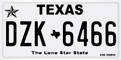 TX license plate DZK6466