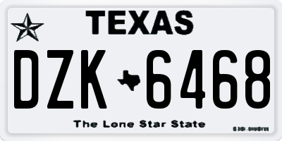 TX license plate DZK6468