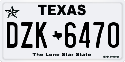 TX license plate DZK6470