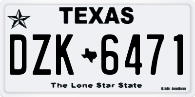 TX license plate DZK6471