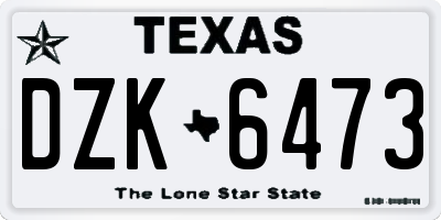 TX license plate DZK6473