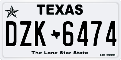 TX license plate DZK6474