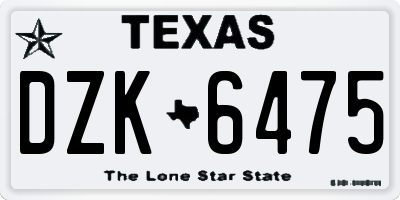 TX license plate DZK6475