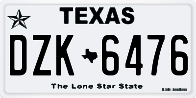 TX license plate DZK6476