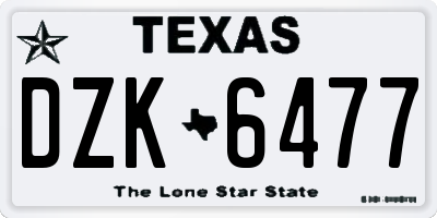 TX license plate DZK6477