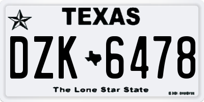 TX license plate DZK6478