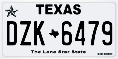TX license plate DZK6479