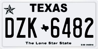 TX license plate DZK6482