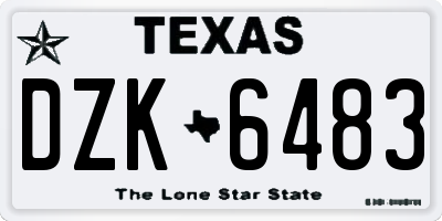 TX license plate DZK6483