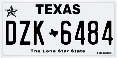 TX license plate DZK6484