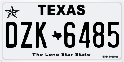 TX license plate DZK6485