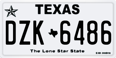 TX license plate DZK6486