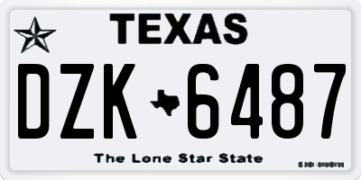 TX license plate DZK6487