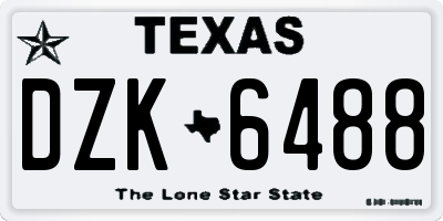 TX license plate DZK6488
