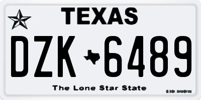 TX license plate DZK6489