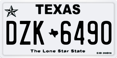 TX license plate DZK6490