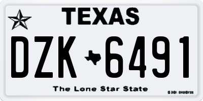 TX license plate DZK6491