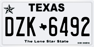 TX license plate DZK6492
