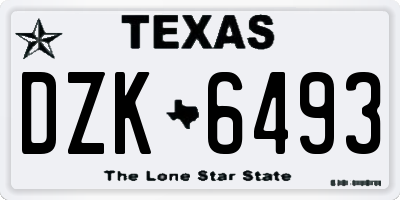 TX license plate DZK6493