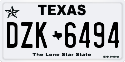 TX license plate DZK6494