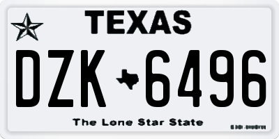 TX license plate DZK6496