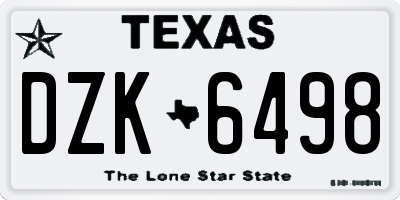 TX license plate DZK6498
