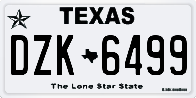TX license plate DZK6499