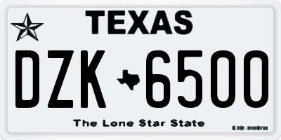 TX license plate DZK6500