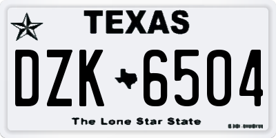 TX license plate DZK6504