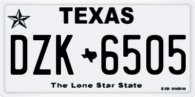 TX license plate DZK6505