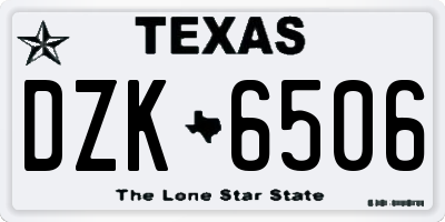 TX license plate DZK6506