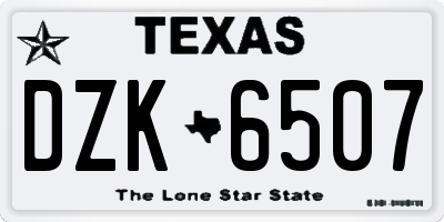 TX license plate DZK6507