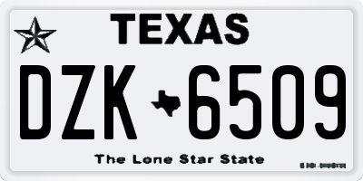 TX license plate DZK6509