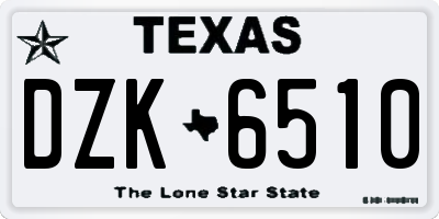 TX license plate DZK6510