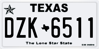 TX license plate DZK6511