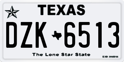 TX license plate DZK6513