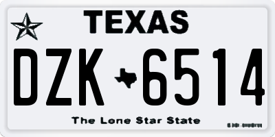 TX license plate DZK6514