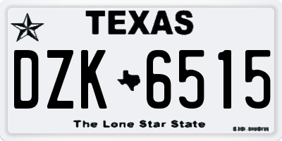 TX license plate DZK6515