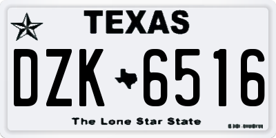 TX license plate DZK6516