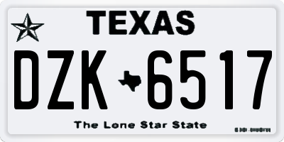 TX license plate DZK6517