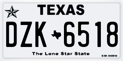 TX license plate DZK6518