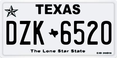 TX license plate DZK6520