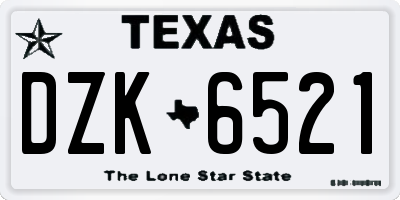 TX license plate DZK6521