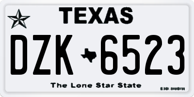 TX license plate DZK6523