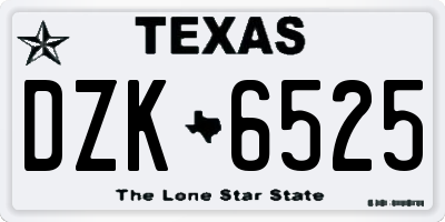 TX license plate DZK6525