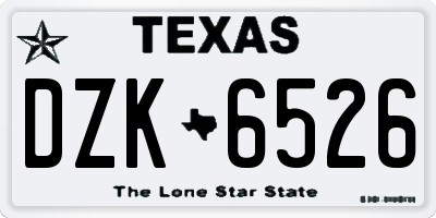 TX license plate DZK6526