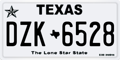 TX license plate DZK6528
