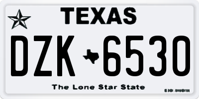 TX license plate DZK6530